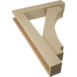 Ekena Millwork - BKTUR0554X30X42IMP05RCPR - Timberthane Faux Wood Imperial Style Bracket w/ Offset Brace, Block Ends, 5 1/2"W x 30"D x 42"H, Primed Tan