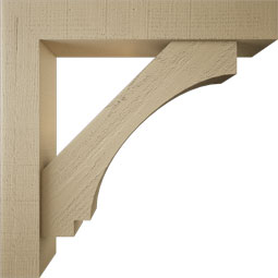 Ekena Millwork - BKTUR0554X32X32IMP05RCPR - Timberthane Faux Wood Imperial Style Bracket w/ Offset Brace, Block Ends, 5 1/2"W x 32"D x 32"H, Primed Tan