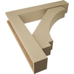 Ekena Millwork - BKTUR0554X32X32IMP05RCPR - Timberthane Faux Wood Imperial Style Bracket w/ Offset Brace, Block Ends, 5 1/2"W x 32"D x 32"H, Primed Tan