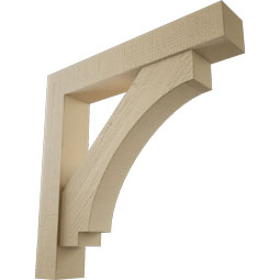 Ekena Millwork - BKTUR0554X32X32IMP05RCPR - Timberthane Faux Wood Imperial Style Bracket w/ Offset Brace, Block Ends, 5 1/2"W x 32"D x 32"H, Primed Tan