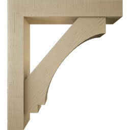 Ekena Millwork - BKTUR0554X32X36IMP05RCPR - Timberthane Faux Wood Imperial Style Bracket w/ Offset Brace, Block Ends, 5 1/2"W x 32"D x 36"H, Primed Tan