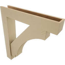Ekena Millwork - BKTUR0554X32X36IMP05RCPR - Timberthane Faux Wood Imperial Style Bracket w/ Offset Brace, Block Ends, 5 1/2"W x 32"D x 36"H, Primed Tan