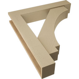 Ekena Millwork - BKTUR0554X32X36IMP05RCPR - Timberthane Faux Wood Imperial Style Bracket w/ Offset Brace, Block Ends, 5 1/2"W x 32"D x 36"H, Primed Tan
