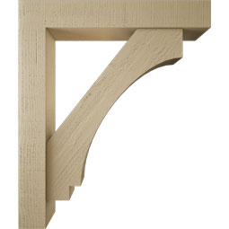 Ekena Millwork - BKTUR0554X32X38IMP05RCPR - Timberthane Faux Wood Imperial Style Bracket w/ Offset Brace, Block Ends, 5 1/2"W x 32"D x 38"H, Primed Tan
