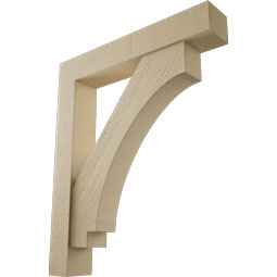Ekena Millwork - BKTUR0554X32X38IMP05RCPR - Timberthane Faux Wood Imperial Style Bracket w/ Offset Brace, Block Ends, 5 1/2"W x 32"D x 38"H, Primed Tan