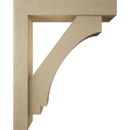 Ekena Millwork - BKTUR0554X32X40IMP05RCPR - Timberthane Faux Wood Imperial Style Bracket w/ Offset Brace, Block Ends, 5 1/2"W x 32"D x 40"H, Primed Tan