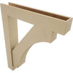 Ekena Millwork - BKTUR0554X32X40IMP05RCPR - Timberthane Faux Wood Imperial Style Bracket w/ Offset Brace, Block Ends, 5 1/2"W x 32"D x 40"H, Primed Tan