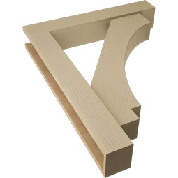 Ekena Millwork - BKTUR0554X32X40IMP05RCPR - Timberthane Faux Wood Imperial Style Bracket w/ Offset Brace, Block Ends, 5 1/2"W x 32"D x 40"H, Primed Tan