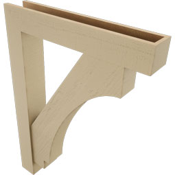 Ekena Millwork - BKTUR0554X32X44IMP05RCPR - Timberthane Faux Wood Imperial Style Bracket w/ Offset Brace, Block Ends, 5 1/2"W x 32"D x 44"H, Primed Tan
