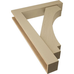 Ekena Millwork - BKTUR0554X32X44IMP05RCPR - Timberthane Faux Wood Imperial Style Bracket w/ Offset Brace, Block Ends, 5 1/2"W x 32"D x 44"H, Primed Tan