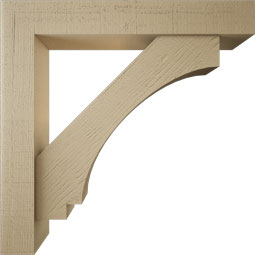 Ekena Millwork - BKTUR0554X34X34IMP05RCPR - Timberthane Faux Wood Imperial Style Bracket w/ Offset Brace, Block Ends, 5 1/2"W x 34"D x 34"H, Primed Tan