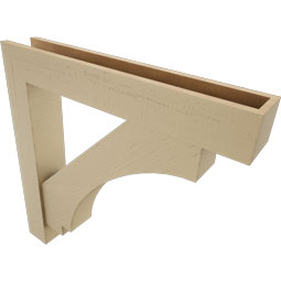 Ekena Millwork - BKTUR0554X34X34IMP05RCPR - Timberthane Faux Wood Imperial Style Bracket w/ Offset Brace, Block Ends, 5 1/2"W x 34"D x 34"H, Primed Tan