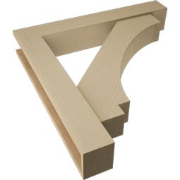 Ekena Millwork - BKTUR0554X34X34IMP05RCPR - Timberthane Faux Wood Imperial Style Bracket w/ Offset Brace, Block Ends, 5 1/2"W x 34"D x 34"H, Primed Tan