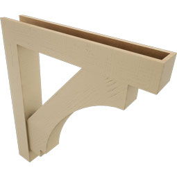 Ekena Millwork - BKTUR0554X34X38IMP05RCPR - Timberthane Faux Wood Imperial Style Bracket w/ Offset Brace, Block Ends, 5 1/2"W x 34"D x 38"H, Primed Tan