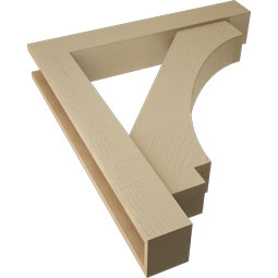 Ekena Millwork - BKTUR0554X34X38IMP05RCPR - Timberthane Faux Wood Imperial Style Bracket w/ Offset Brace, Block Ends, 5 1/2"W x 34"D x 38"H, Primed Tan