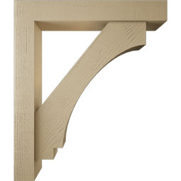 Ekena Millwork - BKTUR0554X34X40IMP05RCPR - Timberthane Faux Wood Imperial Style Bracket w/ Offset Brace, Block Ends, 5 1/2"W x 34"D x 40"H, Primed Tan