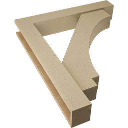 Ekena Millwork - BKTUR0554X34X40IMP05RCPR - Timberthane Faux Wood Imperial Style Bracket w/ Offset Brace, Block Ends, 5 1/2"W x 34"D x 40"H, Primed Tan