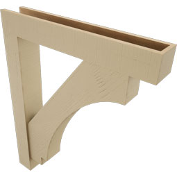 Ekena Millwork - BKTUR0554X34X42IMP05RCPR - Timberthane Faux Wood Imperial Style Bracket w/ Offset Brace, Block Ends, 5 1/2"W x 34"D x 42"H, Primed Tan