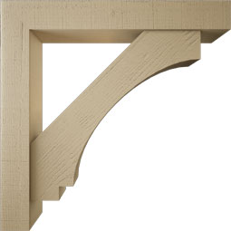 Ekena Millwork - BKTUR0554X36X36IMP05RCPR - Timberthane Faux Wood Imperial Style Bracket w/ Offset Brace, Block Ends, 5 1/2"W x 36"D x 36"H, Primed Tan
