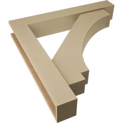 Ekena Millwork - BKTUR0554X36X36IMP05RCPR - Timberthane Faux Wood Imperial Style Bracket w/ Offset Brace, Block Ends, 5 1/2"W x 36"D x 36"H, Primed Tan