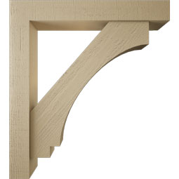 Ekena Millwork - BKTUR0554X36X40IMP05RCPR - Timberthane Faux Wood Imperial Style Bracket w/ Offset Brace, Block Ends, 5 1/2"W x 36"D x 40"H, Primed Tan