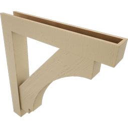 Ekena Millwork - BKTUR0554X36X40IMP05RCPR - Timberthane Faux Wood Imperial Style Bracket w/ Offset Brace, Block Ends, 5 1/2"W x 36"D x 40"H, Primed Tan