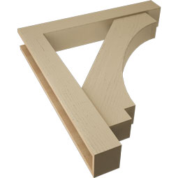 Ekena Millwork - BKTUR0554X36X40IMP05RCPR - Timberthane Faux Wood Imperial Style Bracket w/ Offset Brace, Block Ends, 5 1/2"W x 36"D x 40"H, Primed Tan