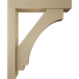 Ekena Millwork - BKTUR0554X36X44IMP05RCPR - Timberthane Faux Wood Imperial Style Bracket w/ Offset Brace, Block Ends, 5 1/2"W x 36"D x 44"H, Primed Tan