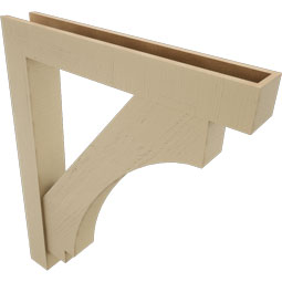 Ekena Millwork - BKTUR0554X36X44IMP05RCPR - Timberthane Faux Wood Imperial Style Bracket w/ Offset Brace, Block Ends, 5 1/2"W x 36"D x 44"H, Primed Tan