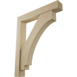 Ekena Millwork - BKTUR0554X36X44IMP05RCPR - Timberthane Faux Wood Imperial Style Bracket w/ Offset Brace, Block Ends, 5 1/2"W x 36"D x 44"H, Primed Tan
