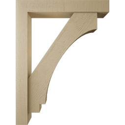 Ekena Millwork - BKTUR0554X36X48IMP05RCPR - Timberthane Faux Wood Imperial Style Bracket w/ Offset Brace, Block Ends, 5 1/2"W x 36"D x 48"H, Primed Tan