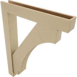 Ekena Millwork - BKTUR0554X36X48IMP05RCPR - Timberthane Faux Wood Imperial Style Bracket w/ Offset Brace, Block Ends, 5 1/2"W x 36"D x 48"H, Primed Tan