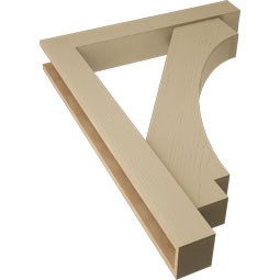 Ekena Millwork - BKTUR0554X36X48IMP05RCPR - Timberthane Faux Wood Imperial Style Bracket w/ Offset Brace, Block Ends, 5 1/2"W x 36"D x 48"H, Primed Tan