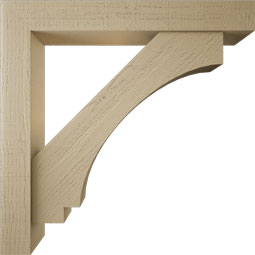 Ekena Millwork - BKTUR0554X38X38IMP05RCPR - Timberthane Faux Wood Imperial Style Bracket w/ Offset Brace, Block Ends, 5 1/2"W x 38"D x 38"H, Primed Tan