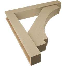 Ekena Millwork - BKTUR0554X38X38IMP05RCPR - Timberthane Faux Wood Imperial Style Bracket w/ Offset Brace, Block Ends, 5 1/2"W x 38"D x 38"H, Primed Tan