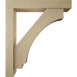 Ekena Millwork - BKTUR0554X38X44IMP05RCPR - Timberthane Faux Wood Imperial Style Bracket w/ Offset Brace, Block Ends, 5 1/2"W x 38"D x 44"H, Primed Tan