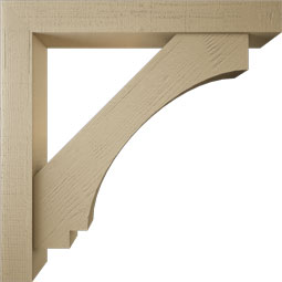 Ekena Millwork - BKTUR0554X40X40IMP05RCPR - Timberthane Faux Wood Imperial Style Bracket w/ Offset Brace, Block Ends, 5 1/2"W x 40"D x 40"H, Primed Tan