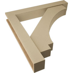 Ekena Millwork - BKTUR0554X40X40IMP05RCPR - Timberthane Faux Wood Imperial Style Bracket w/ Offset Brace, Block Ends, 5 1/2"W x 40"D x 40"H, Primed Tan