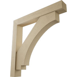 Ekena Millwork - BKTUR0554X40X40IMP05RCPR - Timberthane Faux Wood Imperial Style Bracket w/ Offset Brace, Block Ends, 5 1/2"W x 40"D x 40"H, Primed Tan