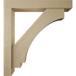 Ekena Millwork - BKTUR0554X40X44IMP05RCPR - Timberthane Faux Wood Imperial Style Bracket w/ Offset Brace, Block Ends, 5 1/2"W x 40"D x 44"H, Primed Tan