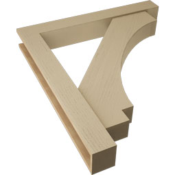 Ekena Millwork - BKTUR0554X40X44IMP05RCPR - Timberthane Faux Wood Imperial Style Bracket w/ Offset Brace, Block Ends, 5 1/2"W x 40"D x 44"H, Primed Tan