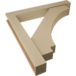 Ekena Millwork - BKTUR0554X42X42IMP05RCPR - Timberthane Faux Wood Imperial Style Bracket w/ Offset Brace, Block Ends, 5 1/2"W x 42"D x 42"H, Primed Tan