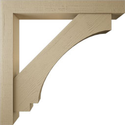 Ekena Millwork - BKTUR0554X44X44IMP05RCPR - Timberthane Faux Wood Imperial Style Bracket w/ Offset Brace, Block Ends, 5 1/2"W x 44"D x 44"H, Primed Tan