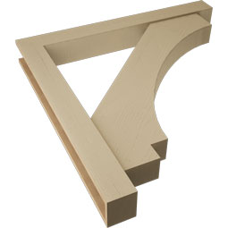 Ekena Millwork - BKTUR0554X46X46IMP05RCPR - Timberthane Faux Wood Imperial Style Bracket w/ Offset Brace, Block Ends, 5 1/2"W x 46"D x 46"H, Primed Tan