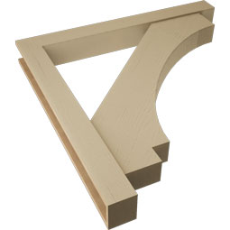 Ekena Millwork - BKTUR0554X48X48IMP05RCPR - Timberthane Faux Wood Imperial Style Bracket w/ Offset Brace, Block Ends, 5 1/2"W x 48"D x 48"H, Primed Tan
