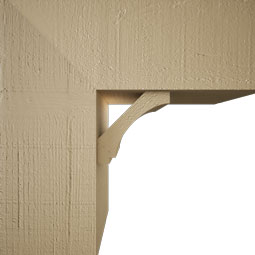 Ekena Millwork - BKTUR0756X18X18IMP05RCPR - Timberthane Faux Wood Imperial Style Bracket w/ Offset Brace, Block Ends, 7 1/2"W x 18"D x 18"H, Primed Tan