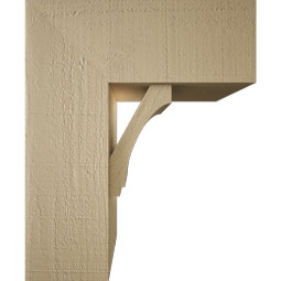 Ekena Millwork - BKTUR0756X18X22IMP05RCPR - Timberthane Faux Wood Imperial Style Bracket w/ Offset Brace, Block Ends, 7 1/2"W x 18"D x 22"H, Primed Tan