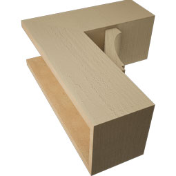 Ekena Millwork - BKTUR0756X18X22IMP05RCPR - Timberthane Faux Wood Imperial Style Bracket w/ Offset Brace, Block Ends, 7 1/2"W x 18"D x 22"H, Primed Tan