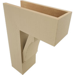 Ekena Millwork - BKTUR0756X18X26IMP05RCPR - Timberthane Faux Wood Imperial Style Bracket w/ Offset Brace, Block Ends, 7 1/2"W x 18"D x 26"H, Primed Tan