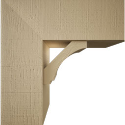 Ekena Millwork - BKTUR0756X20X20IMP05RCPR - Timberthane Faux Wood Imperial Style Bracket w/ Offset Brace, Block Ends, 7 1/2"W x 20"D x 20"H, Primed Tan